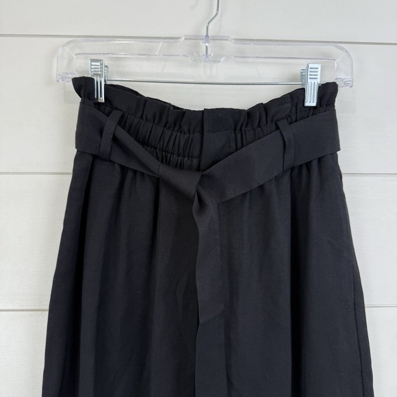 NEW J. Crew Drapey Paper-bag Pant Women 4 Black Belt High Rise Linen Ankle AB672 - Picture 3 of 16